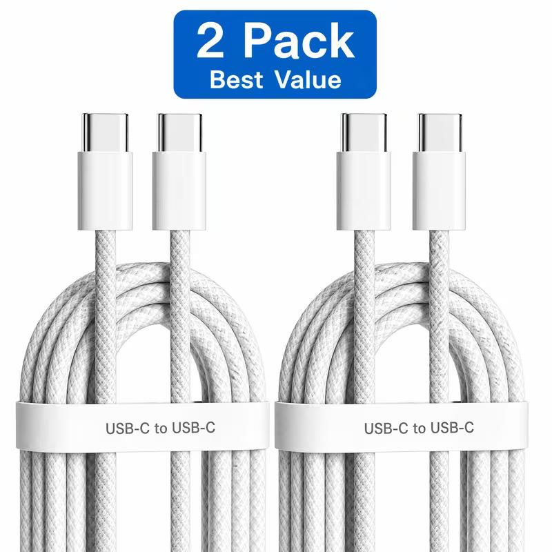 2Pack USB C to USB C cable designed for stable charging and daily use