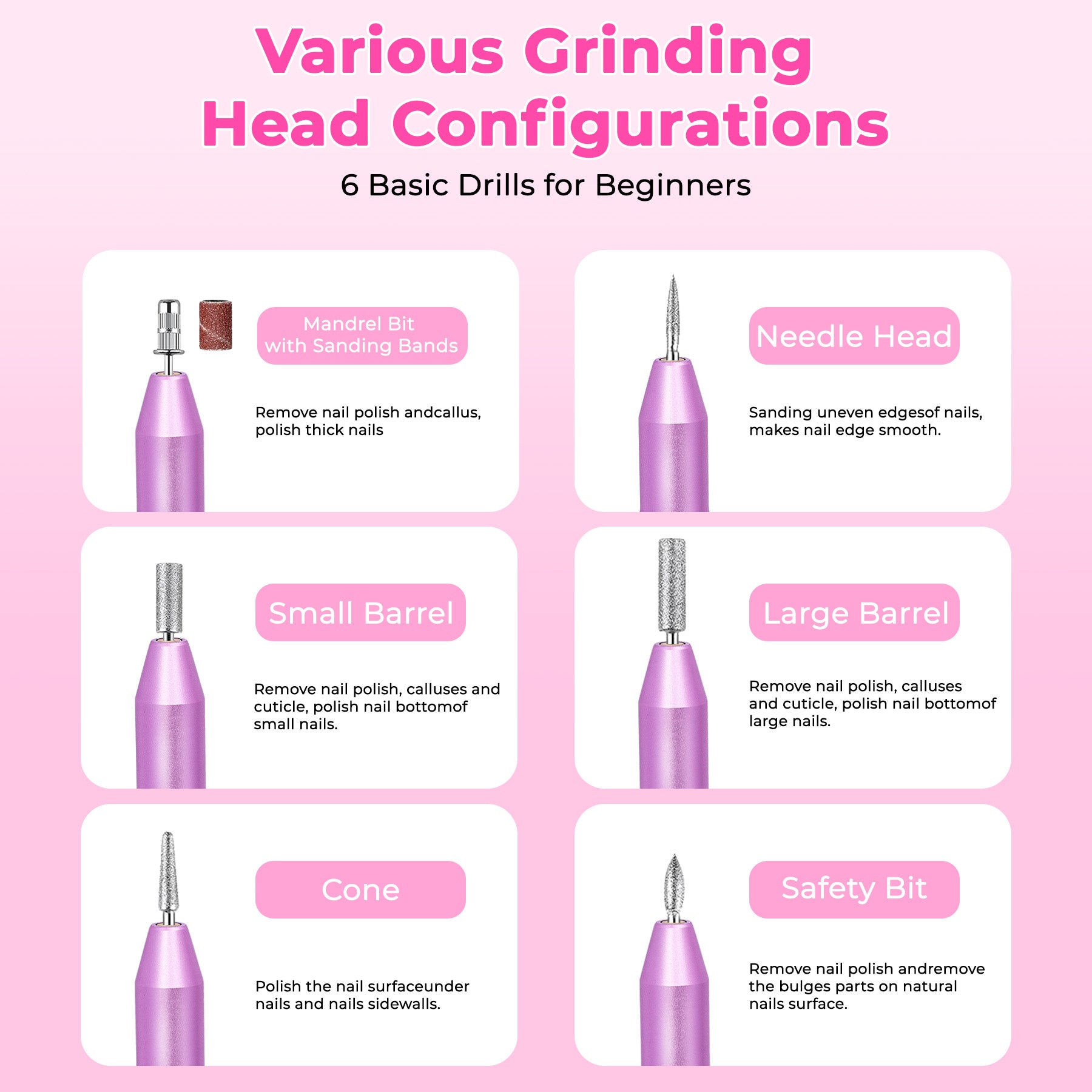 Portable Electric Nail Drill, Professional Nail File Kit For Acrylic, Gel Nails, Manicure Pedicure With Nail Drill Bits Sanding Bands Rose Gold