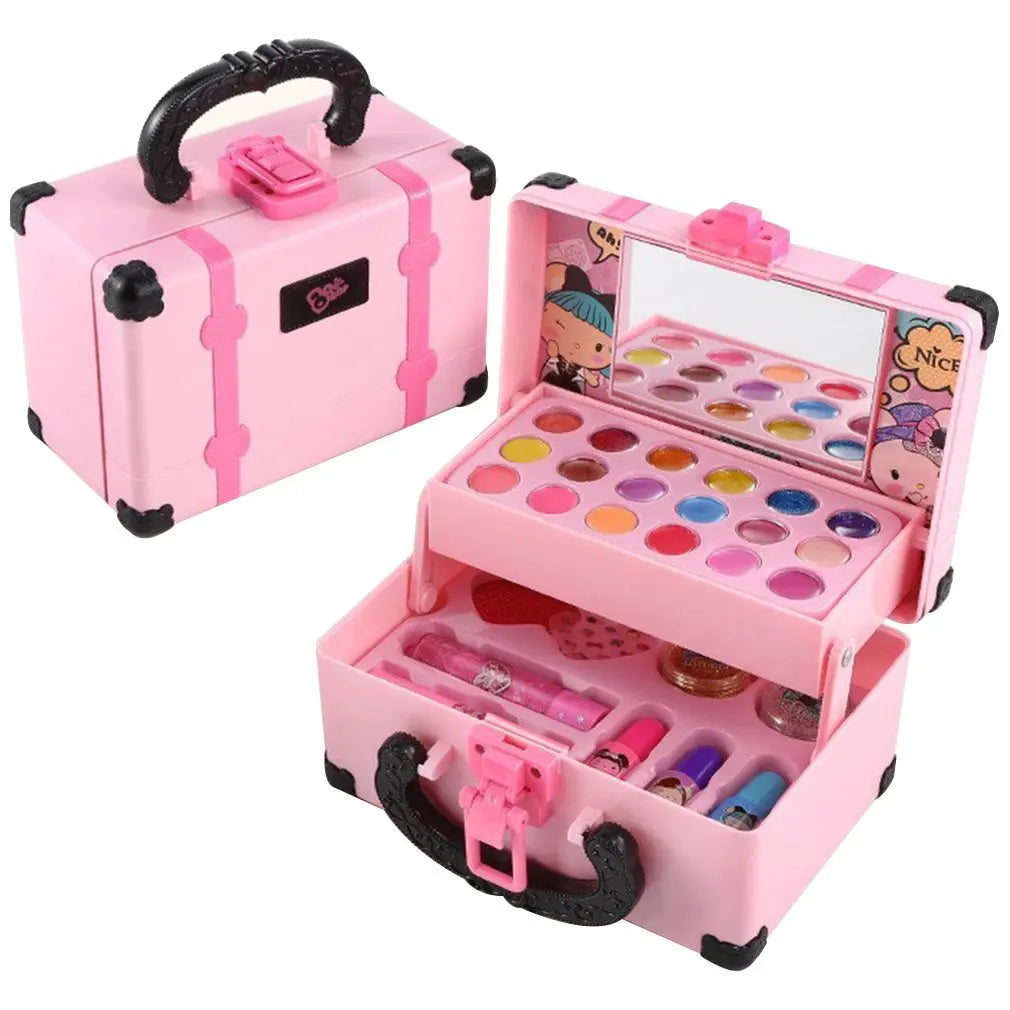 Kids Makeup Kit Girls - Pretend Play Princessfor  Cosmetics Set, Non-Toxic Washable Toy with Lipstick, Eyeshadow & Storage Case
