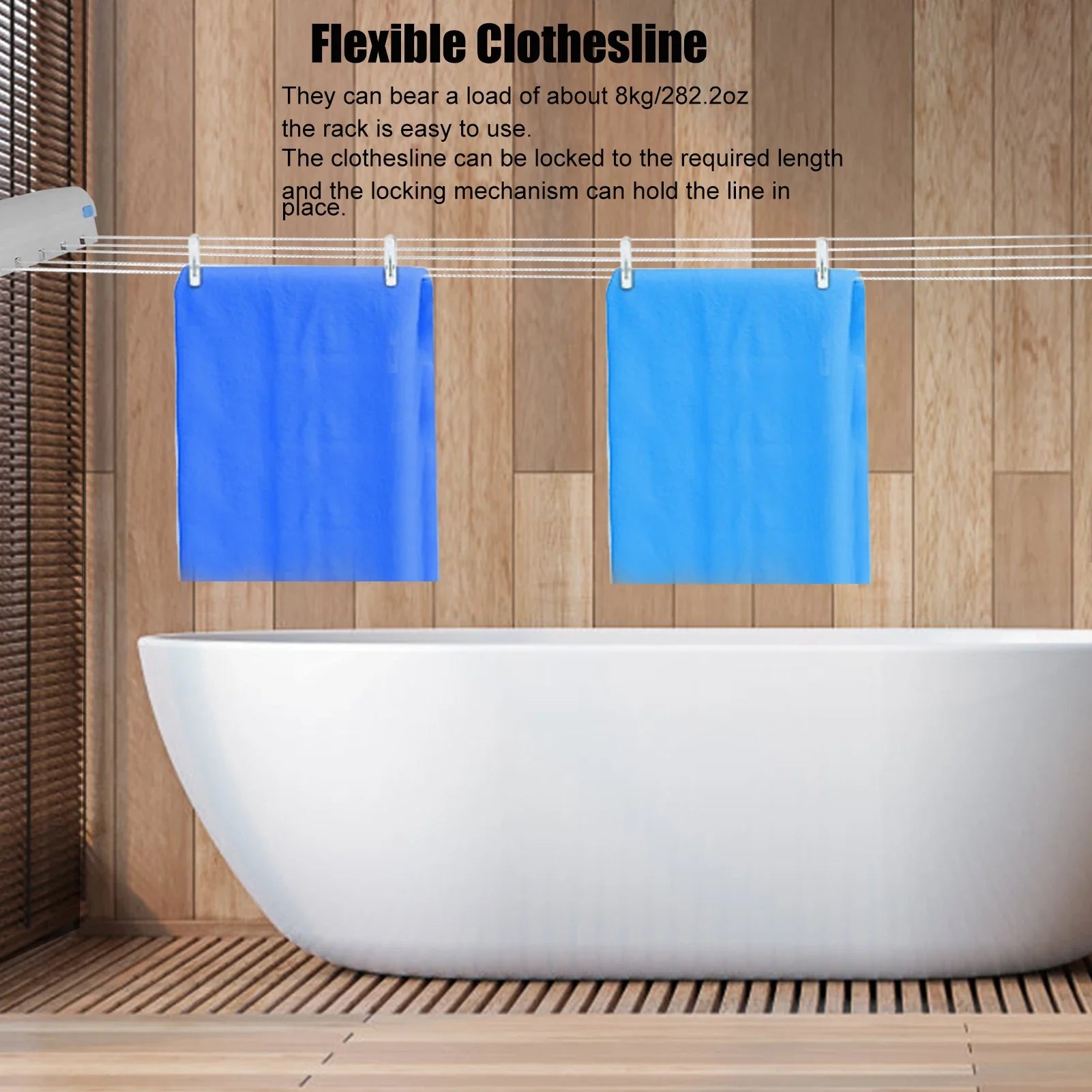 Telescopic Retractable Clothesline, Outdoor Laundry Drying Rope.