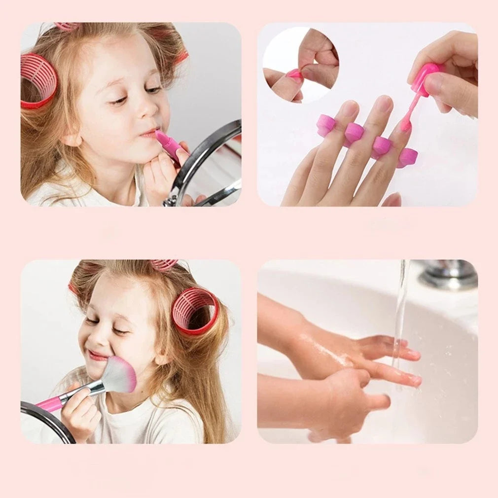 Kids Makeup Kit Girls - Pretend Play Princessfor  Cosmetics Set, Non-Toxic Washable Toy with Lipstick, Eyeshadow & Storage Case