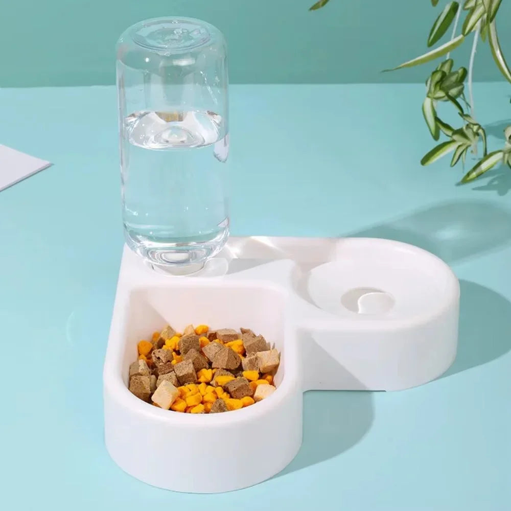 "Heart Shaped Automatic Pet Water and Food Dispenser, Self Refilling Bowl for Cats and Dogs."
