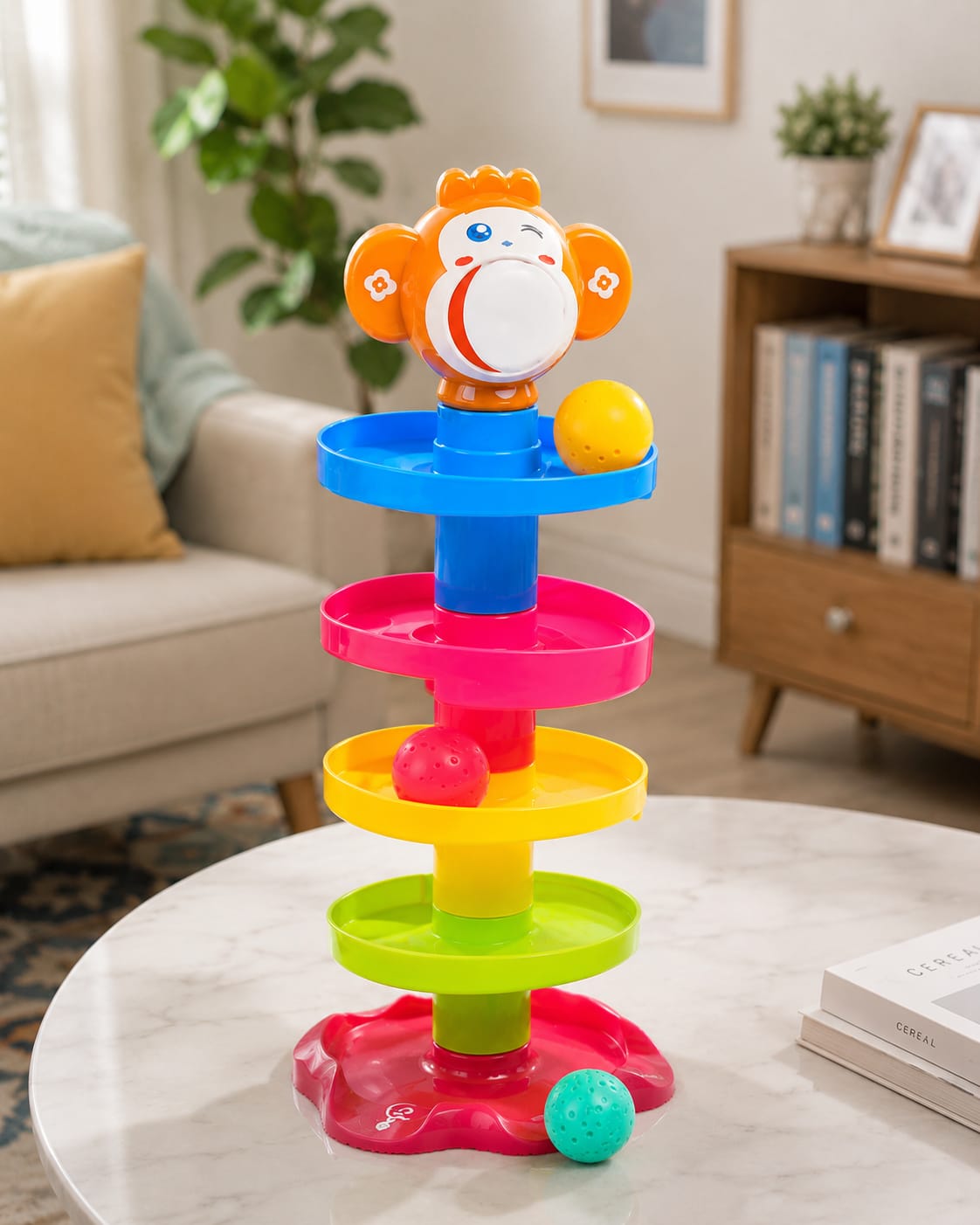 Baby Ball Drop Toy - Spinning Tower Stacking Toy with Rolling Balls, Educational Activity Toy for Toddlers & Infants