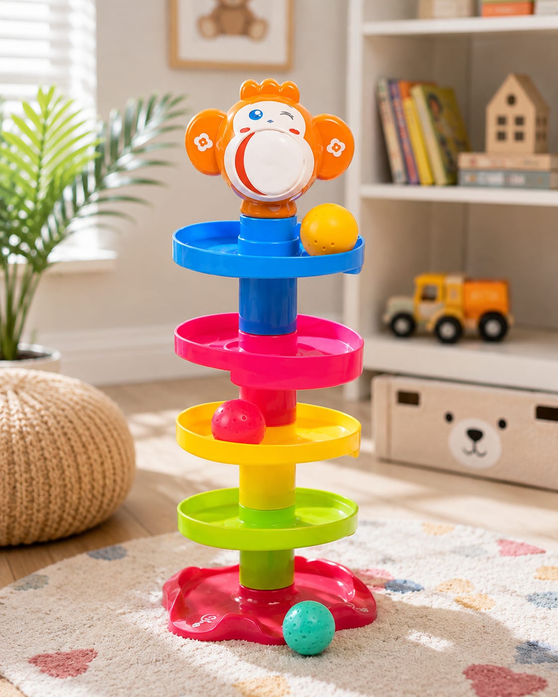 Baby Ball Drop Toy - Spinning Tower Stacking Toy with Rolling Balls, Educational Activity Toy for Toddlers & Infants