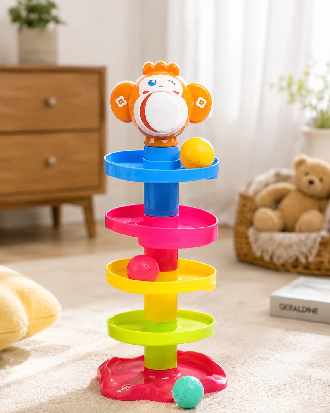 Baby Ball Drop Toy - Spinning Tower Stacking Toy with Rolling Balls, Educational Activity Toy for Toddlers & Infants