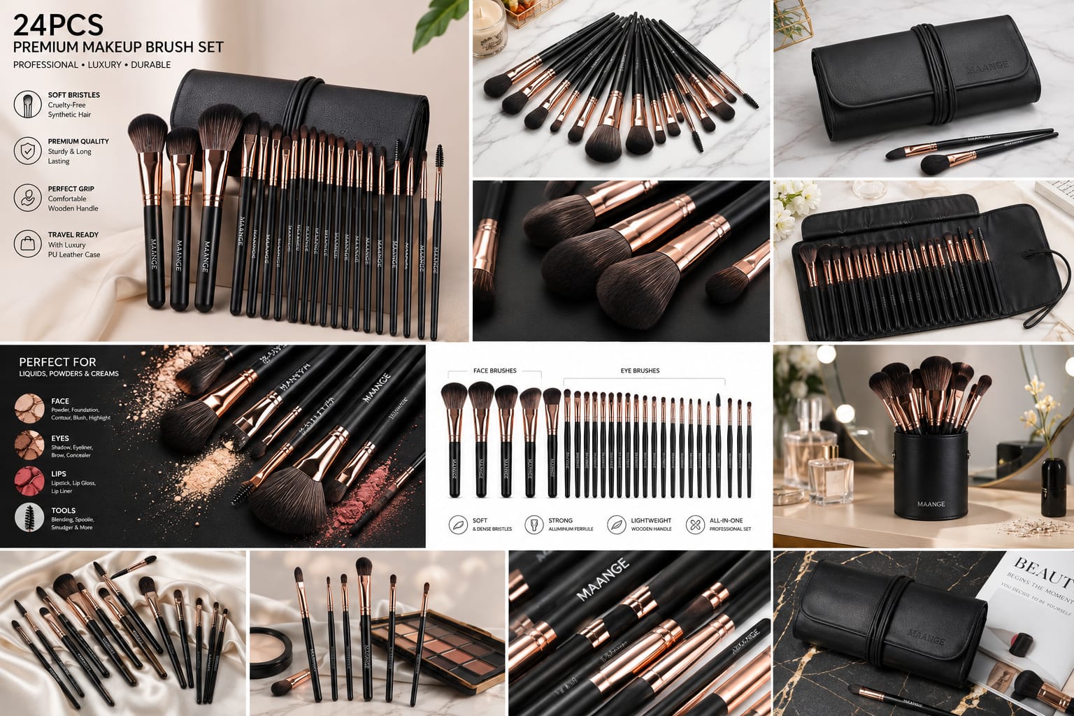 "Professional Makeup Brush Set – Eyeshadow & Eyeliner Cosmetic Brushes (3/13/22 Pcs)"
