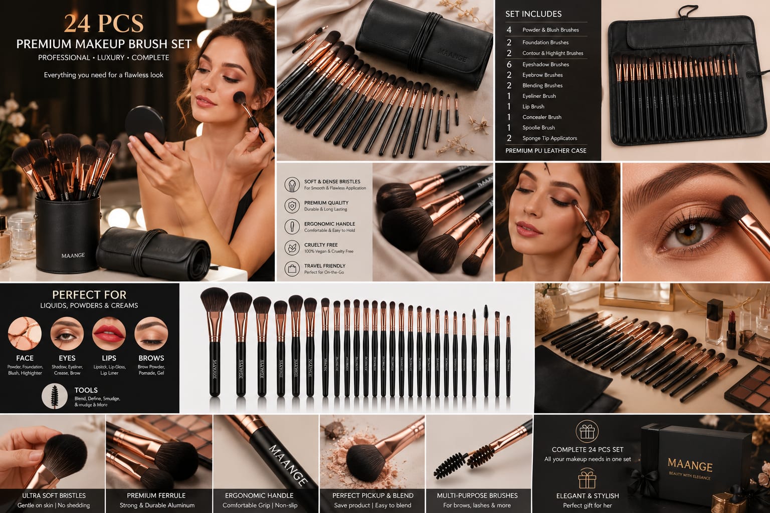 "Professional Makeup Brush Set – Eyeshadow & Eyeliner Cosmetic Brushes (3/13/22 Pcs)"