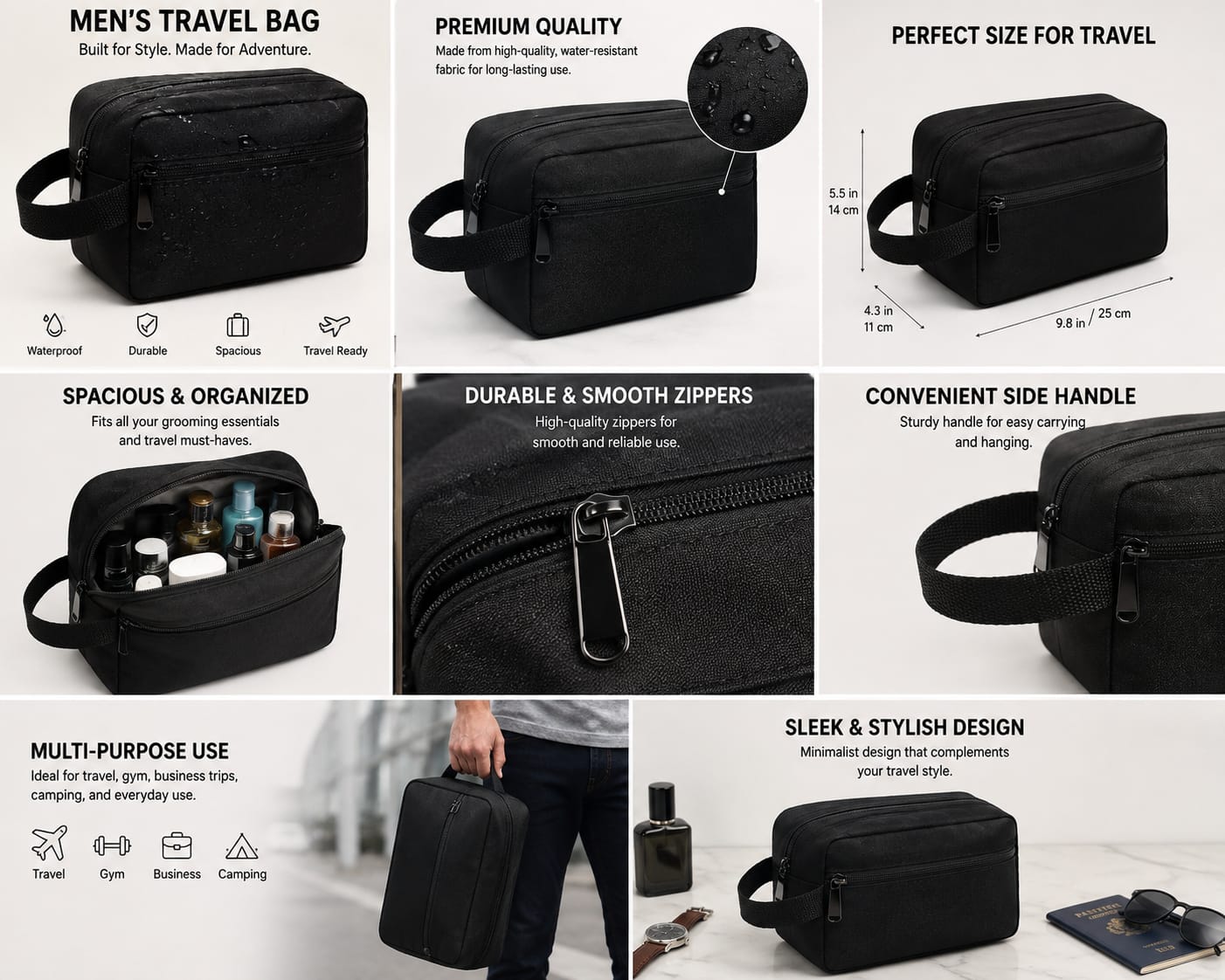 "Men's Waterproof Travel Toiletry Bag"