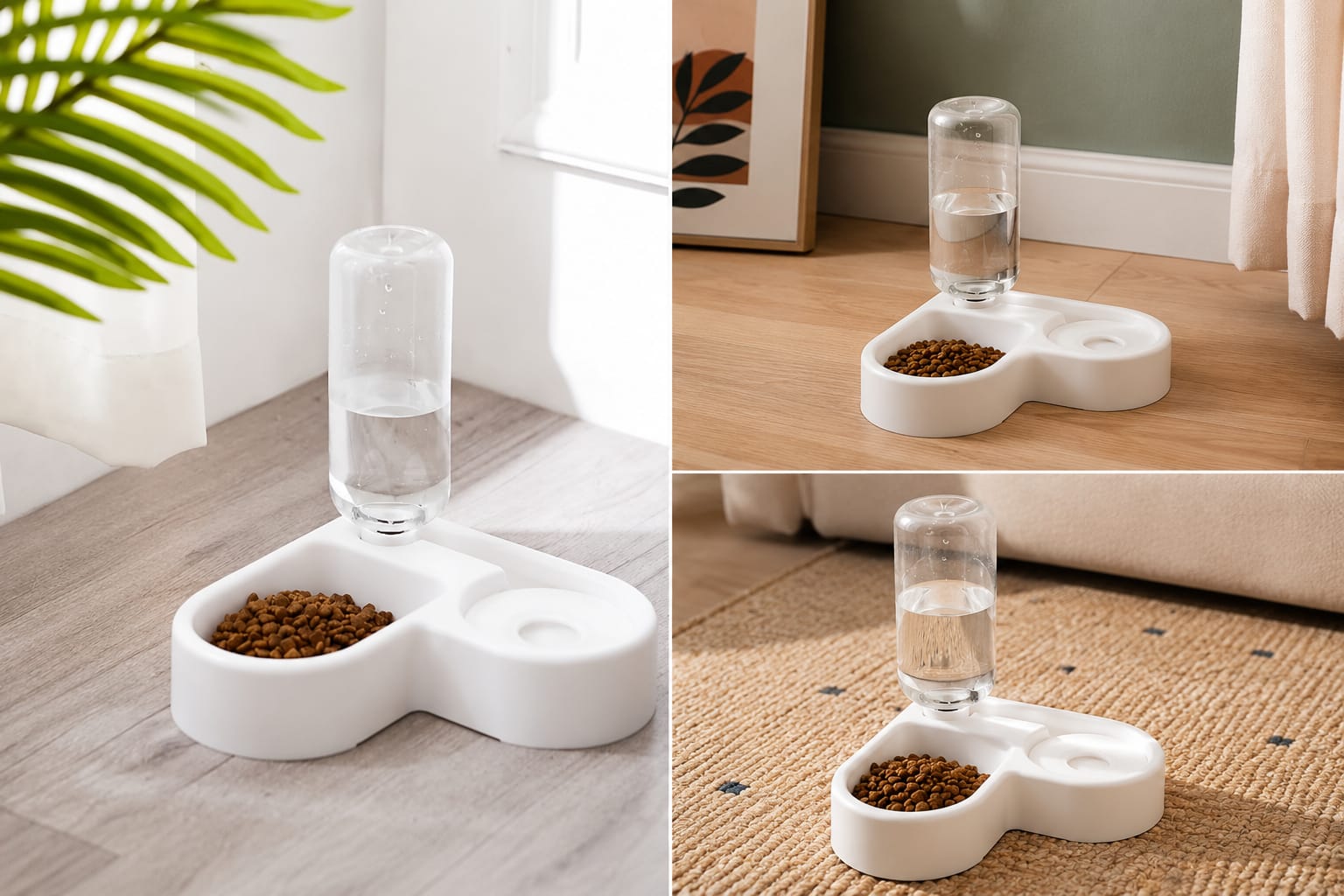 "Heart Shaped Automatic Pet Water and Food Dispenser, Self Refilling Bowl for Cats and Dogs."