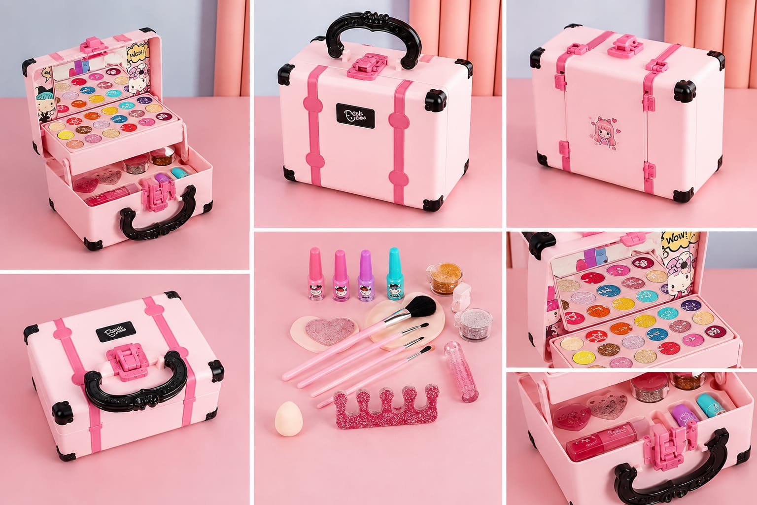 Kids Makeup Kit Girls - Pretend Play Princessfor  Cosmetics Set, Non-Toxic Washable Toy with Lipstick, Eyeshadow & Storage Case