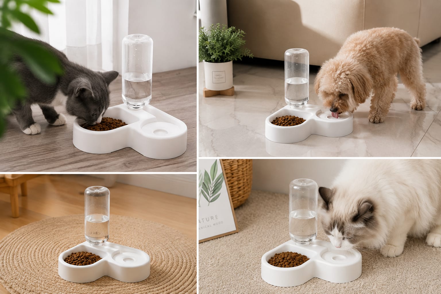 "Heart Shaped Automatic Pet Water and Food Dispenser, Self Refilling Bowl for Cats and Dogs."
