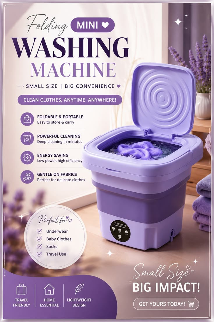 Portable Mini Washing Machine – Foldable & Easy to Carry Anywhere